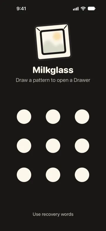 The pattern screen in the ink look: cream dots on a dark ground.